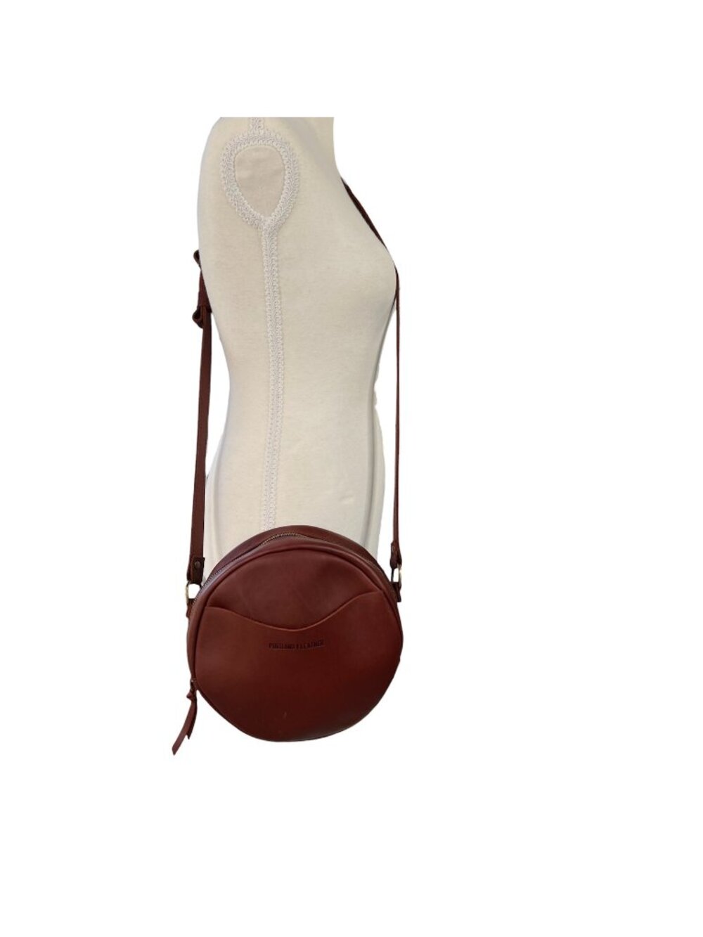 Portland Leather Almost Perfect Circle Leather Crossbody Full Grain Leather